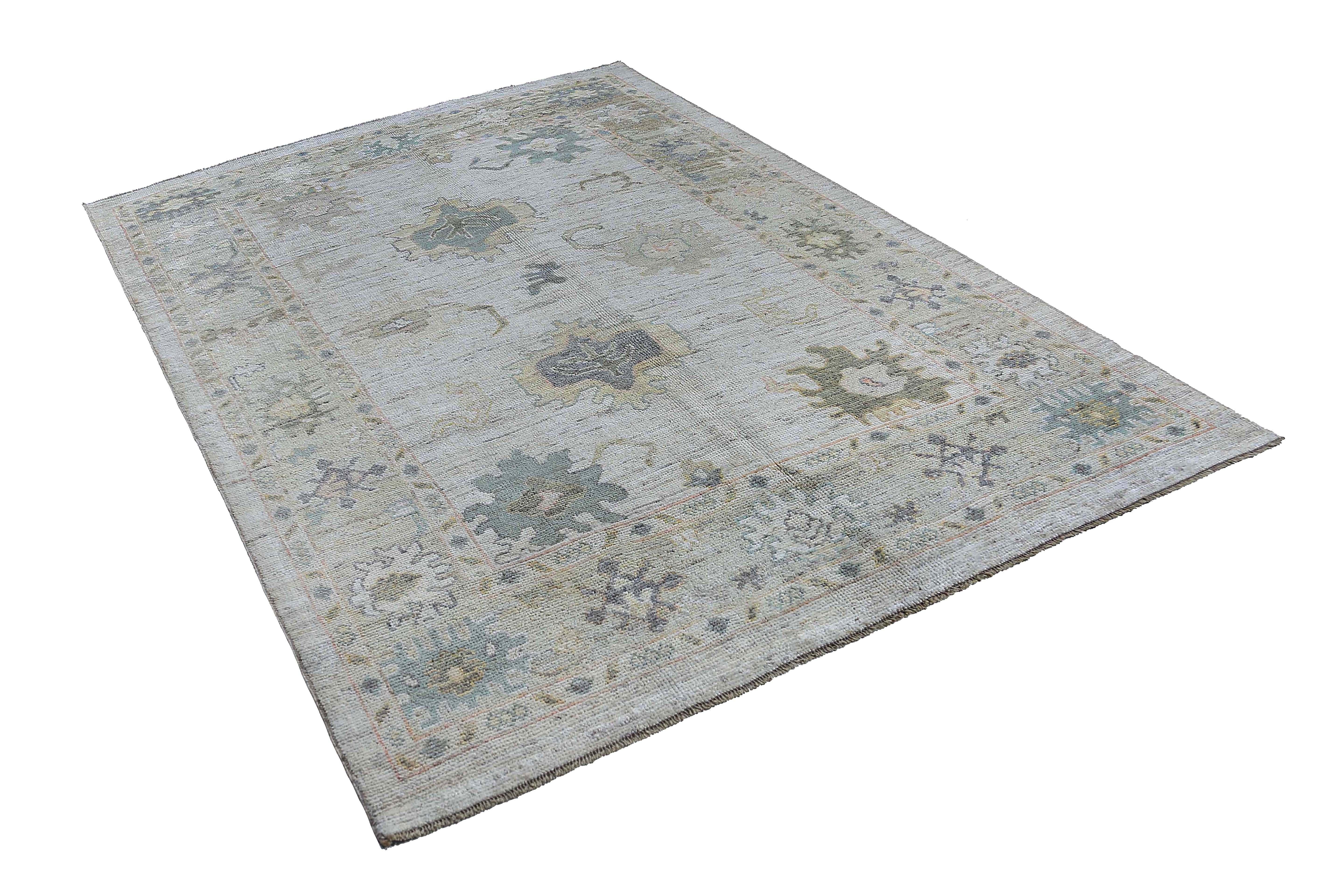 Tapis d'Afghanistan Oushak datant d'environ 1990, motif ivoire en laine - 95494 Excellent état - En vente à Dallas, TX