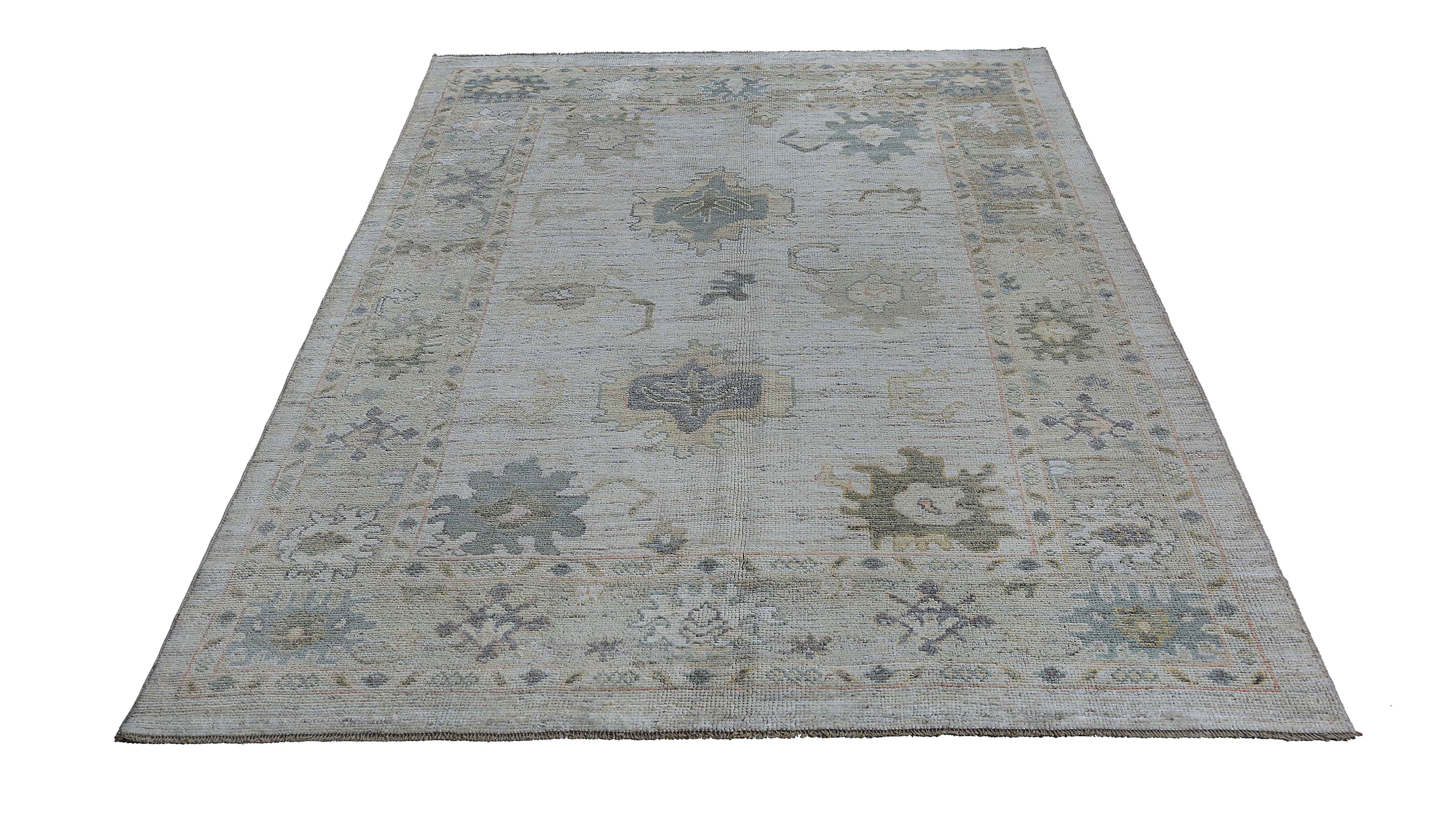 20ième siècle Tapis d'Afghanistan Oushak datant d'environ 1990, motif ivoire en laine - 95494 en vente