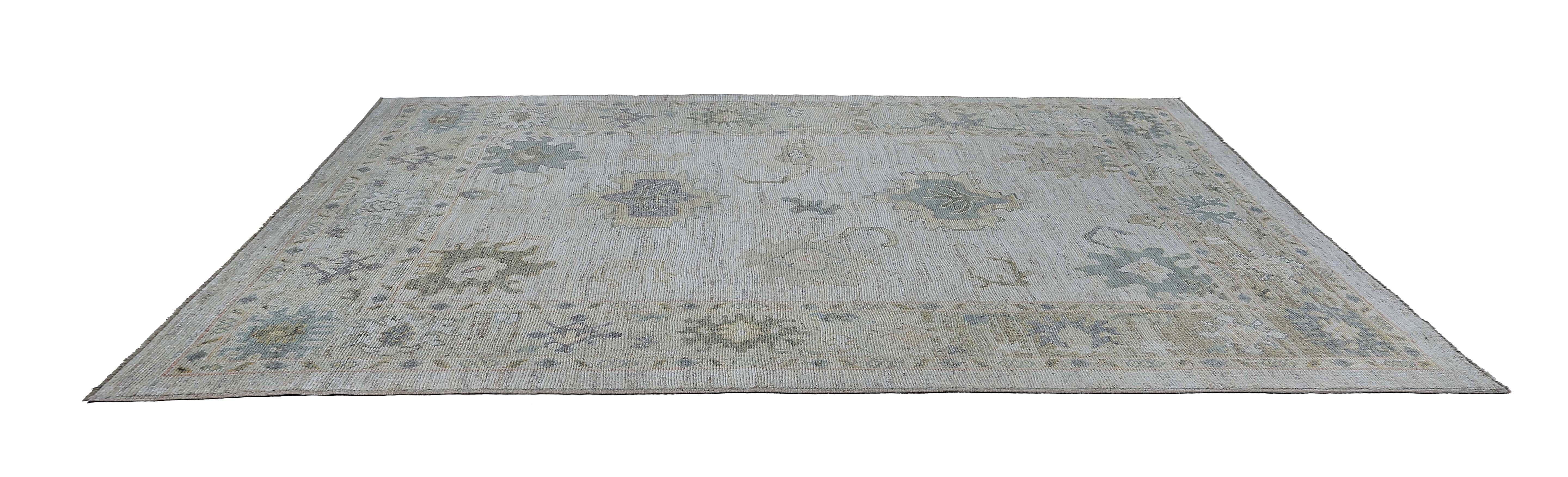 Laine Tapis d'Afghanistan Oushak datant d'environ 1990, motif ivoire en laine - 95494 en vente
