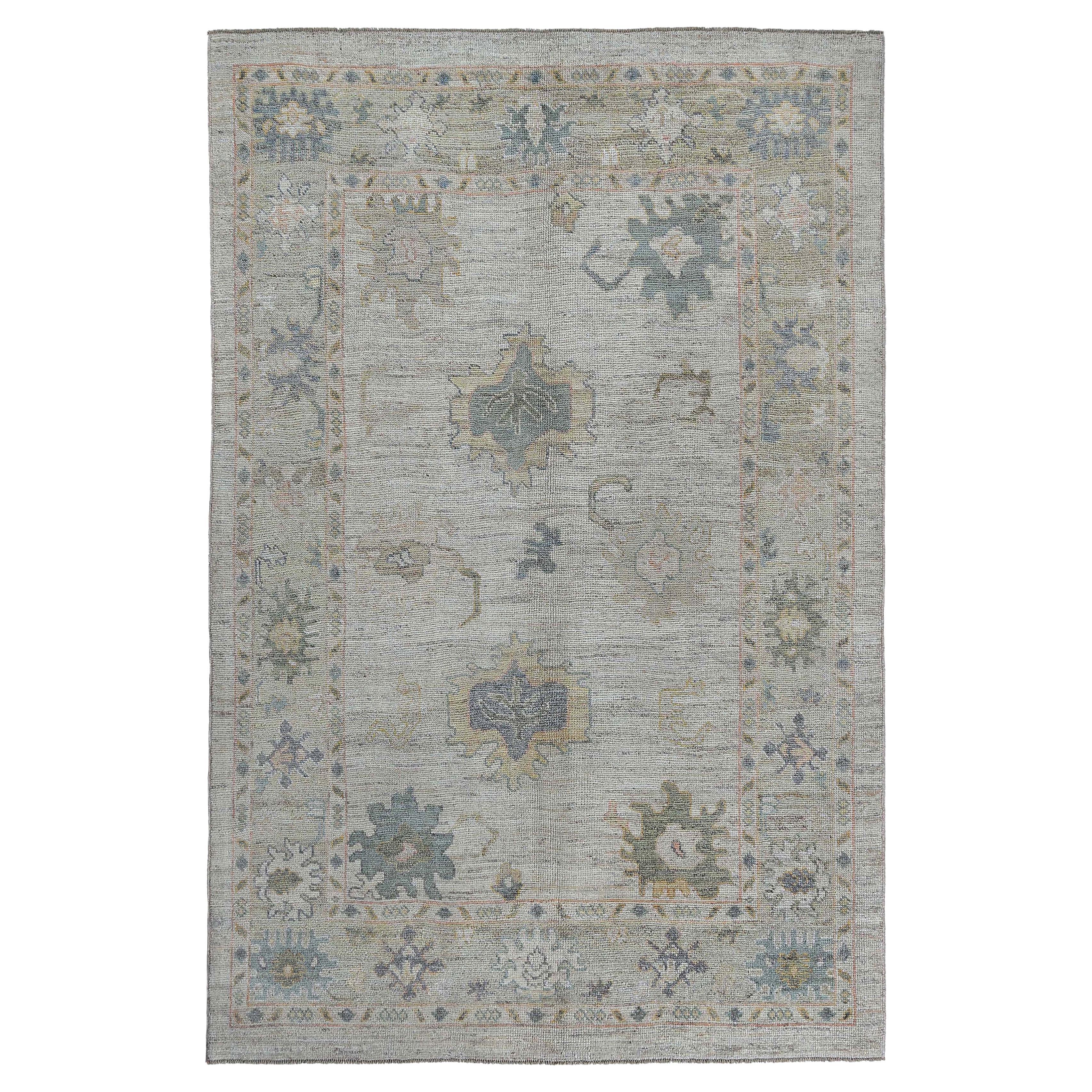 Light Blue Oushak Rug from Turkey