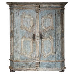 Light Blue Painted Provincial Wardrobe, 18th Century