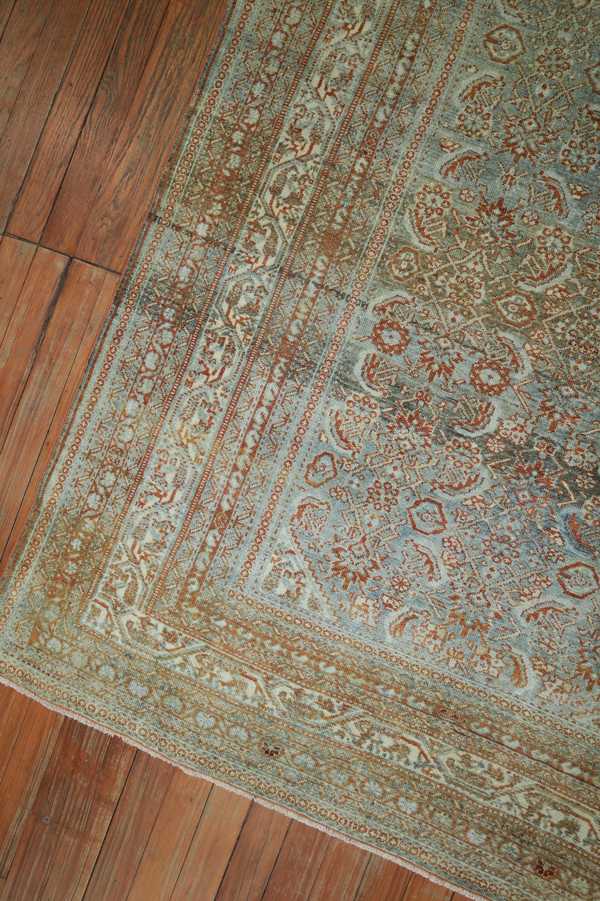 Light Blue Pale Antique Persian Malayer 20th Century Rug For Sale 3