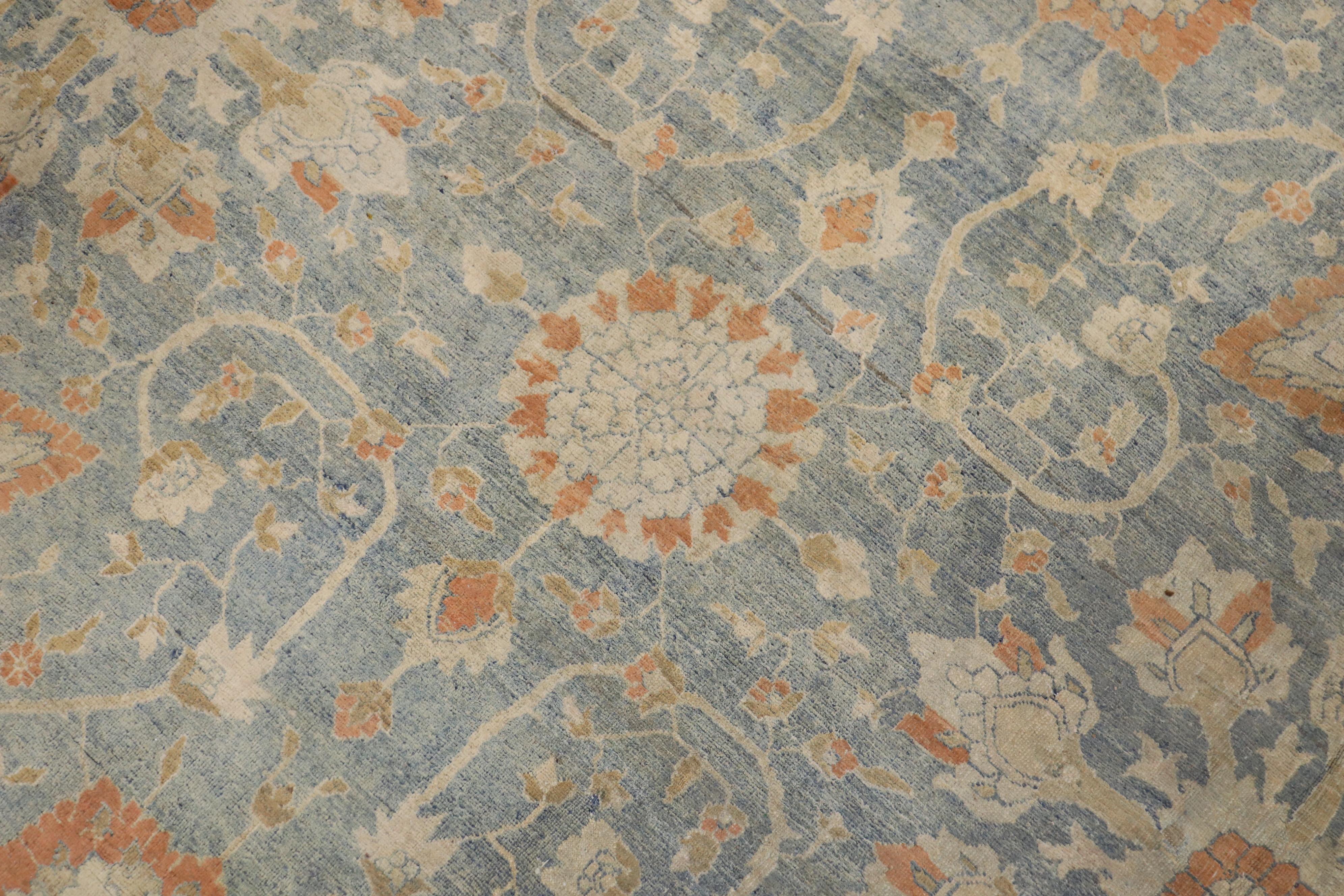 Colección Zabihi Alfombra Persa Bibikabad Azul Claro Melocotón Sobredimensionada en venta 1