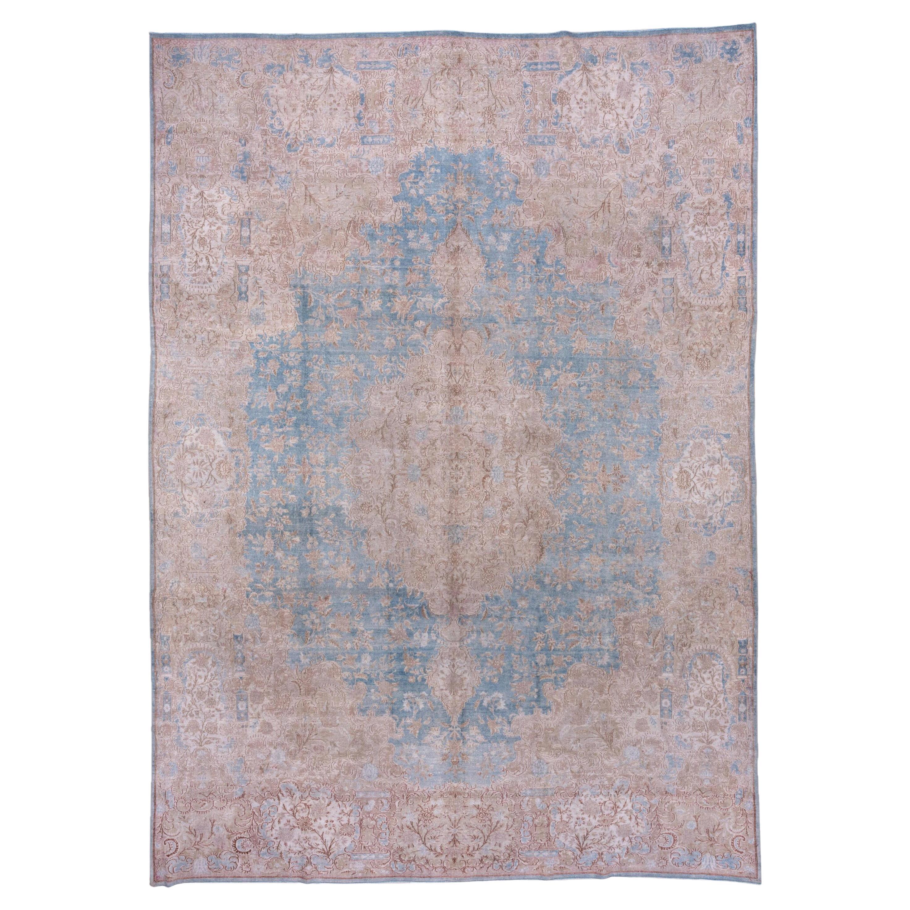 Light Blue Persian Kerman Carpet, circa 1930s
