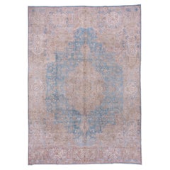 Vintage Light Blue Persian Kerman Carpet, circa 1930s