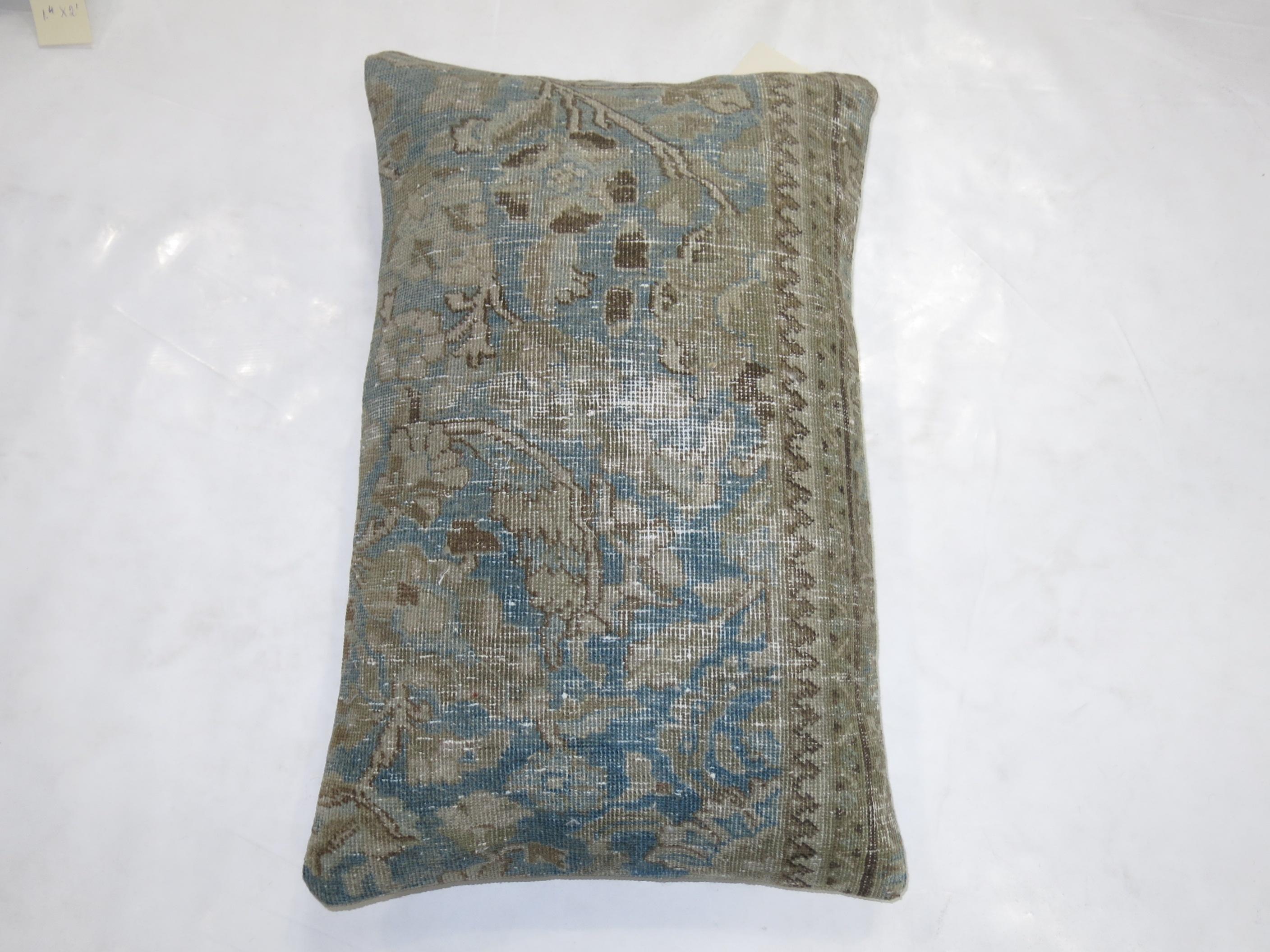 Tabriz Light Blue Persian Large Rug Pillow
