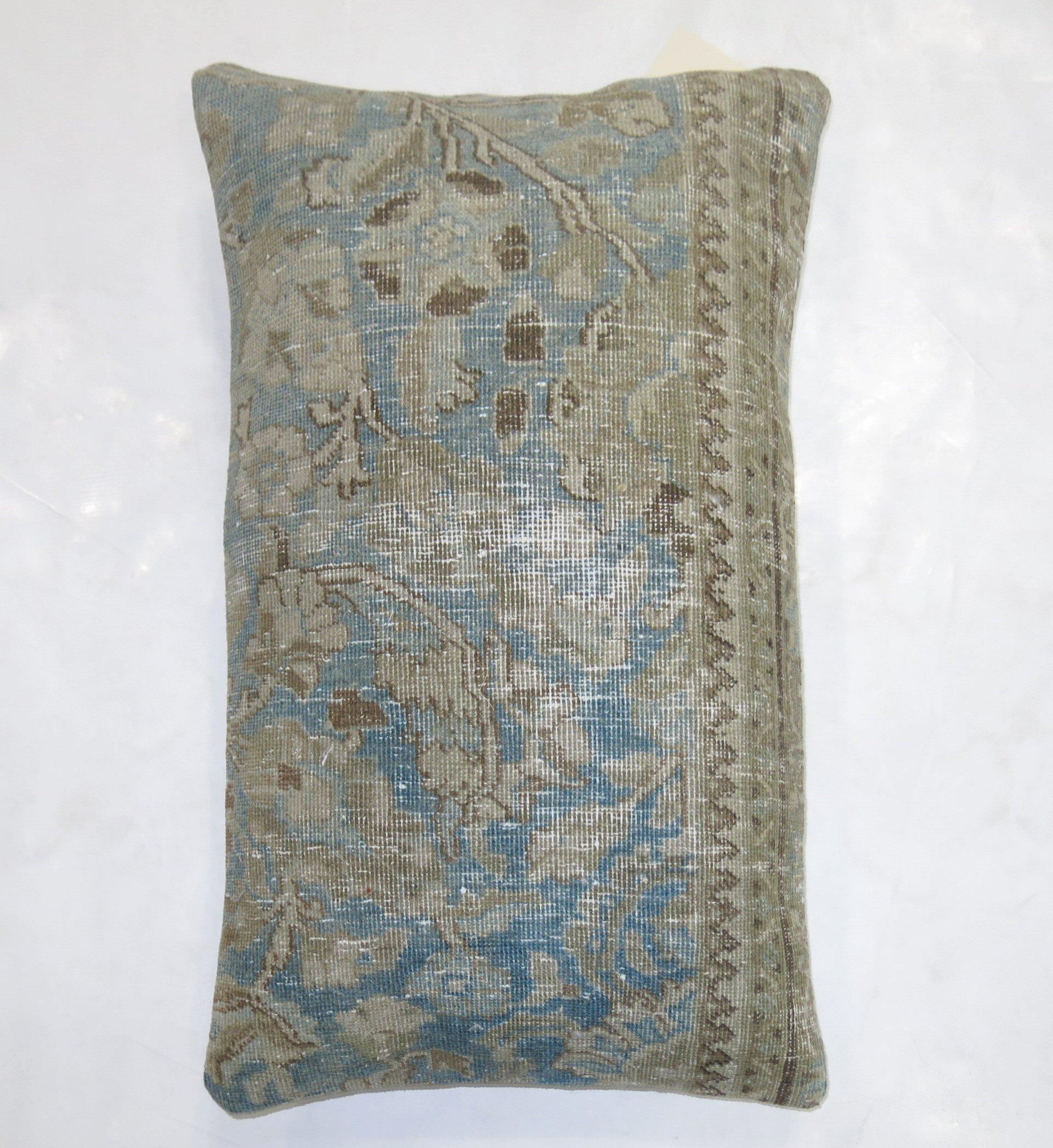 Hand-Woven Light Blue Persian Large Rug Pillow