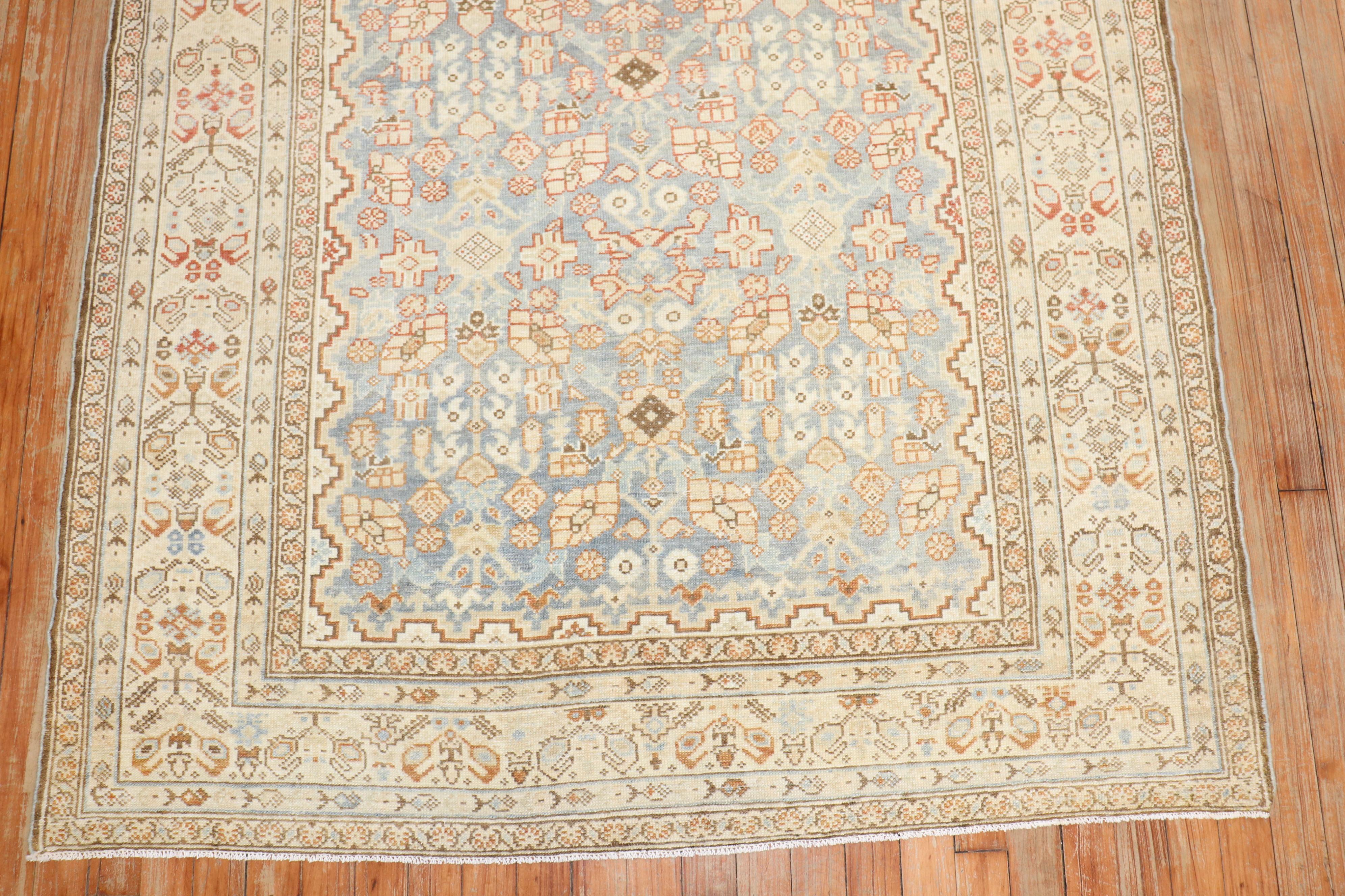 Light Blue Persian Malayer Rug In Good Condition For Sale In New York, NY
