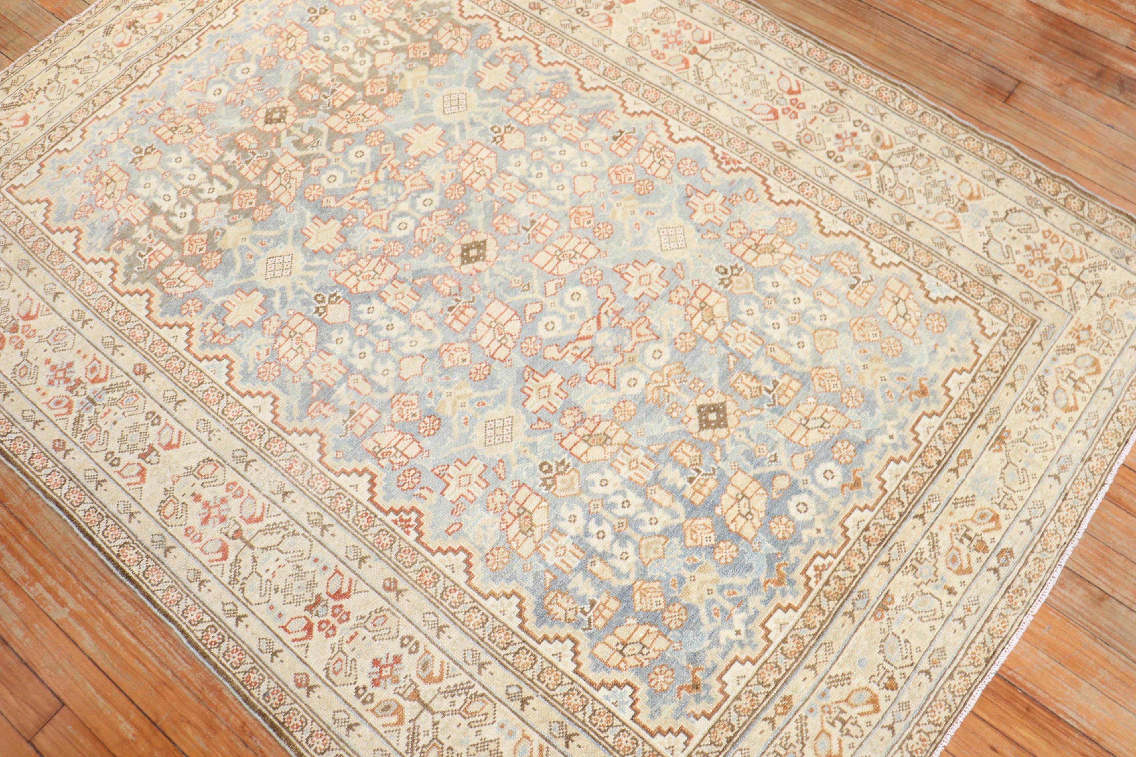 20th Century Light Blue Persian Malayer Rug For Sale