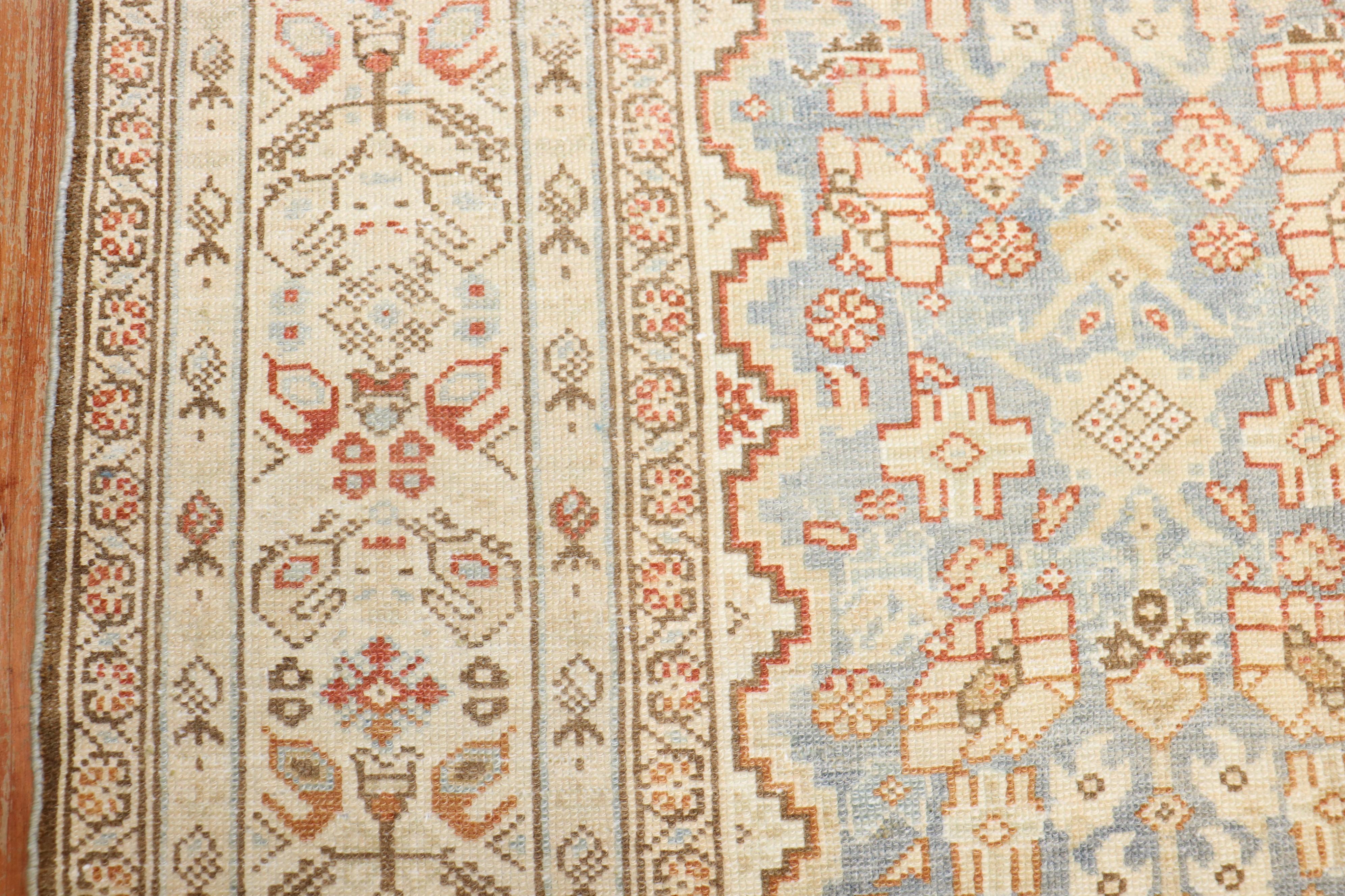 Wool Light Blue Persian Malayer Rug For Sale