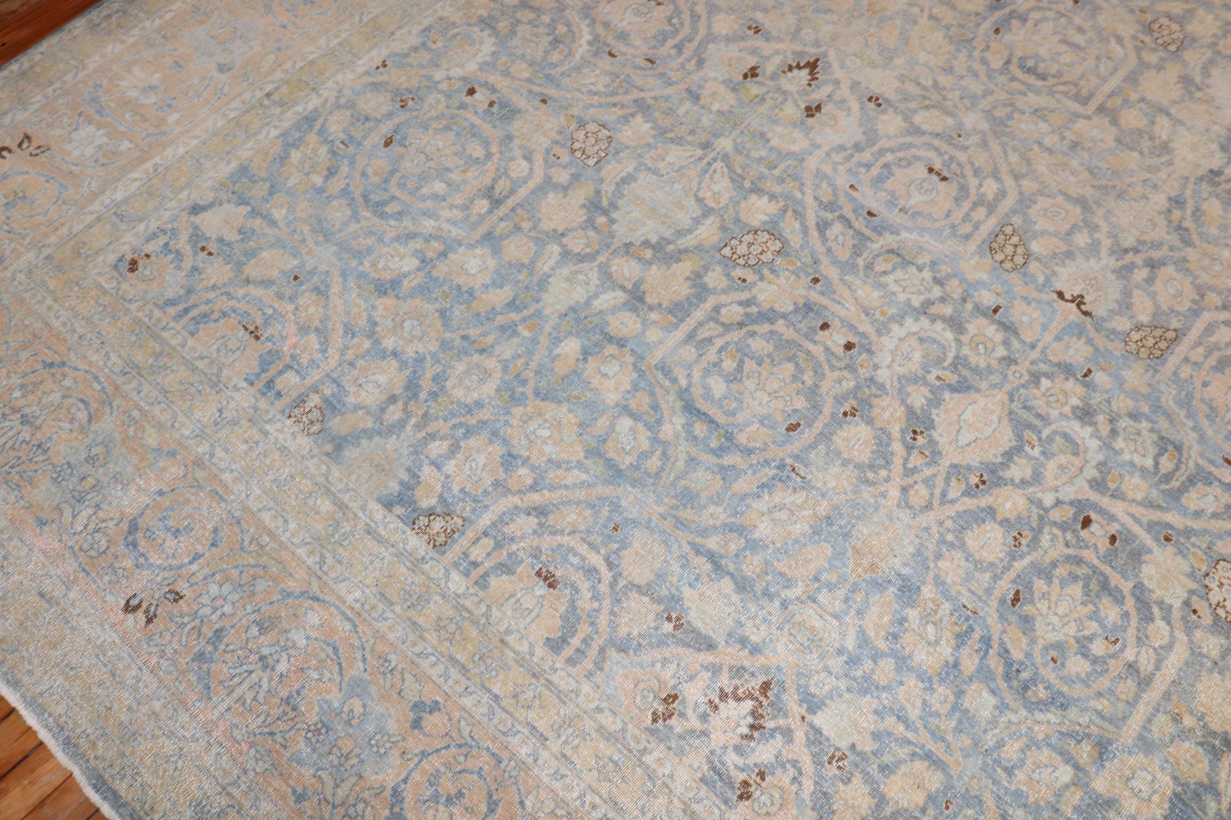 Light Blue Persian Tabriz Oversize Rug In Good Condition For Sale In New York, NY