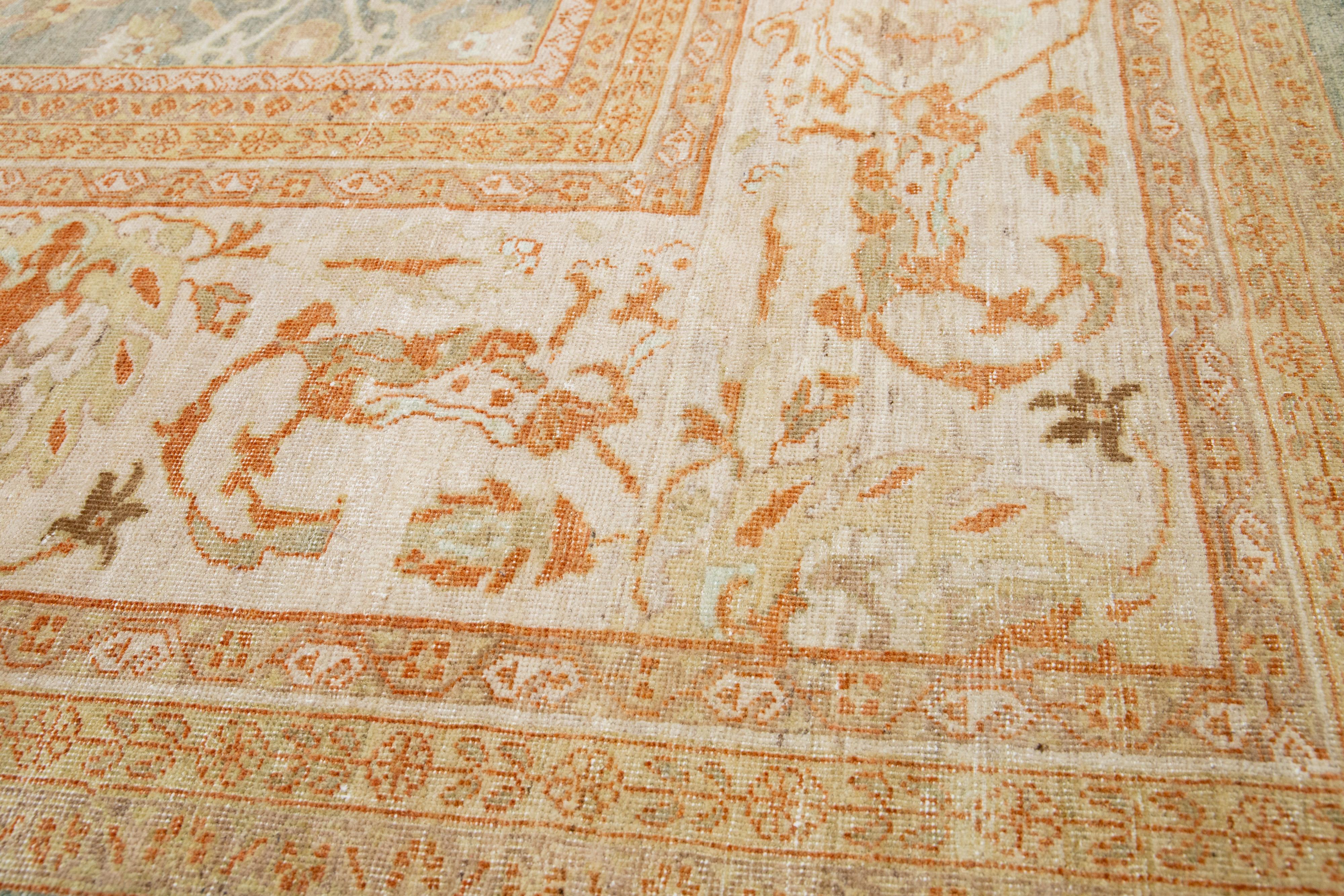 Light Blue Persian Wool Rug Vinatge  from the 1940's with a Floral Design For Sale 2