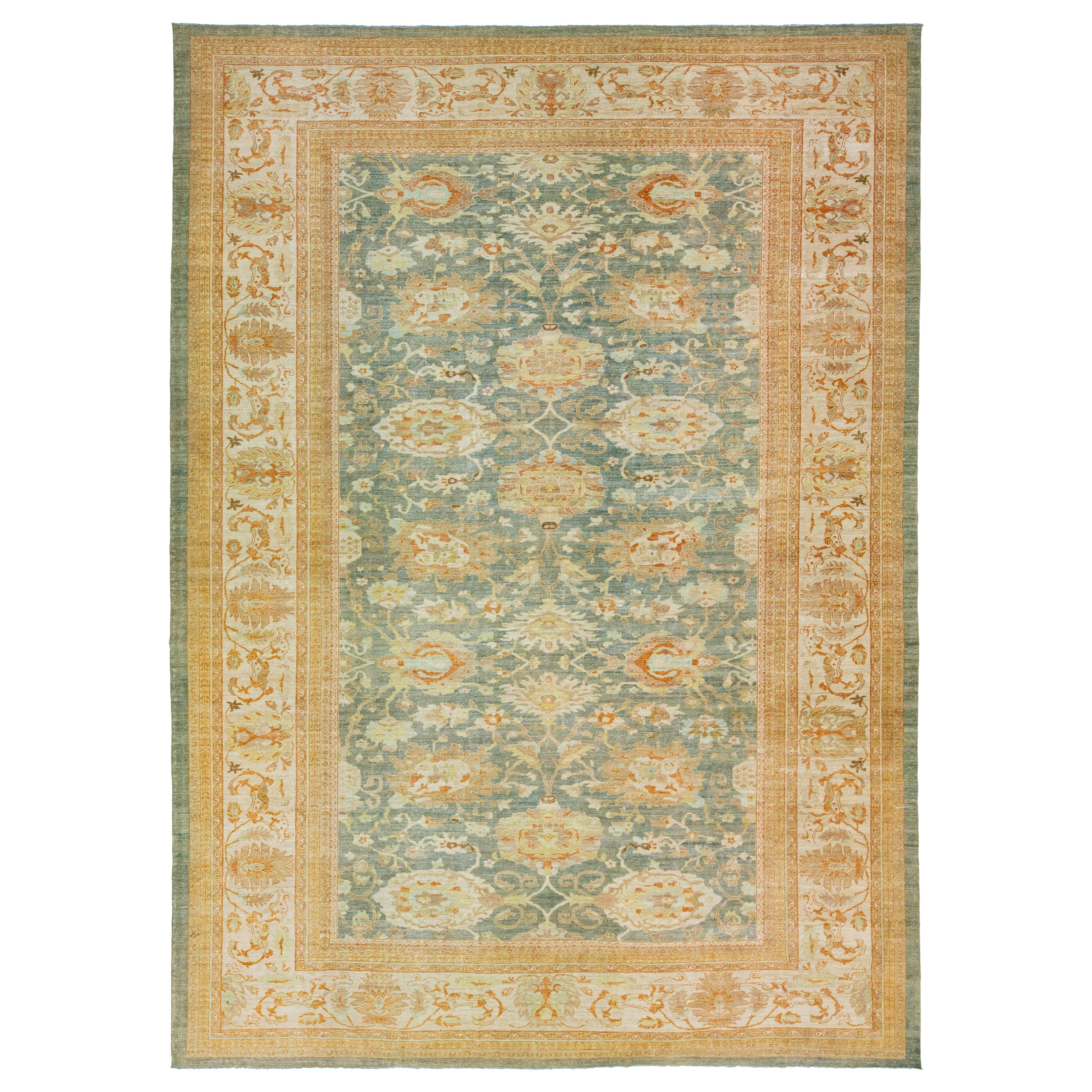 Tapis persan bleu clair Vinatge  des années 1940 avec un motif floral