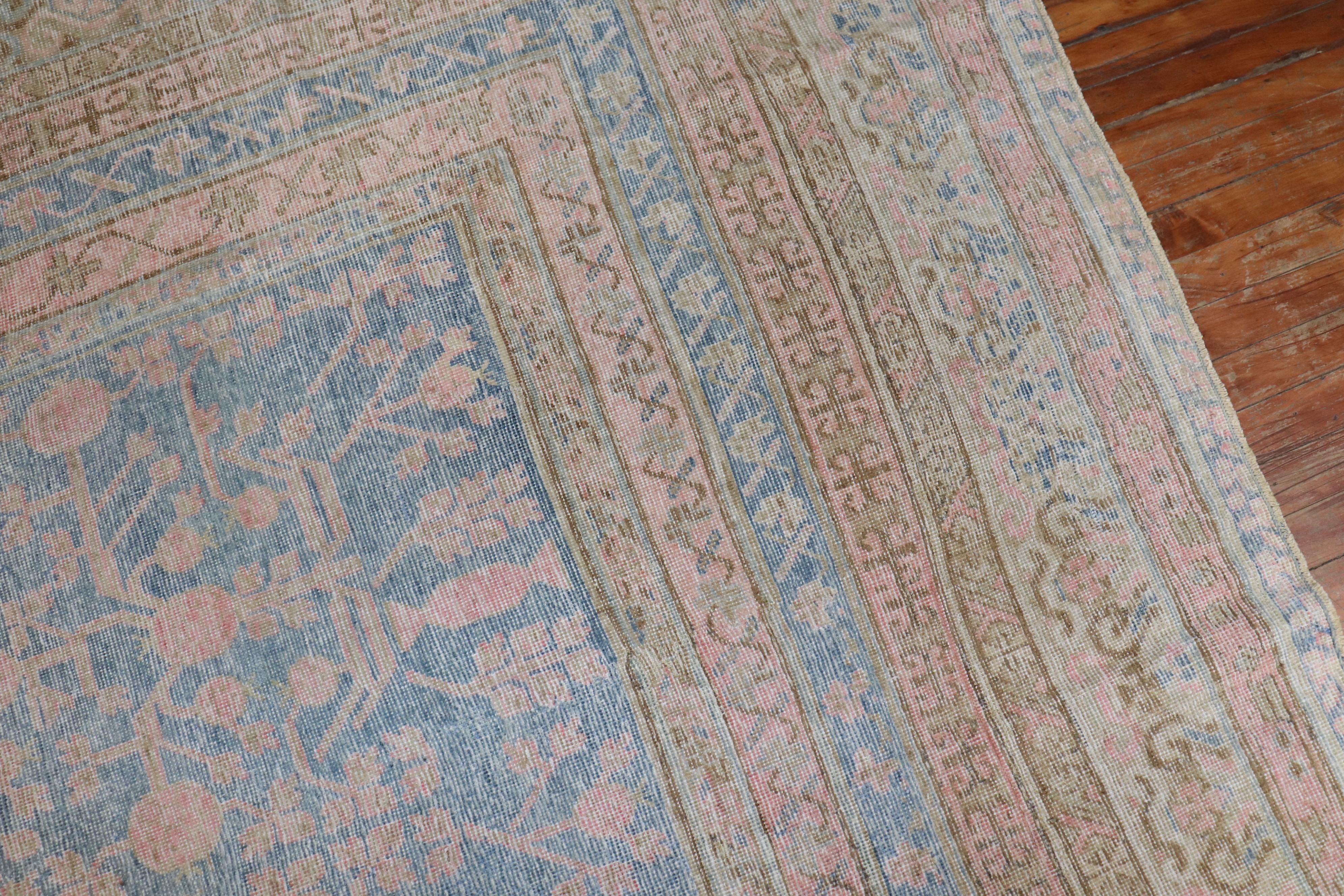 Light Blue Pink Large Antique Khotan Rug, Early 20th Century For Sale 8