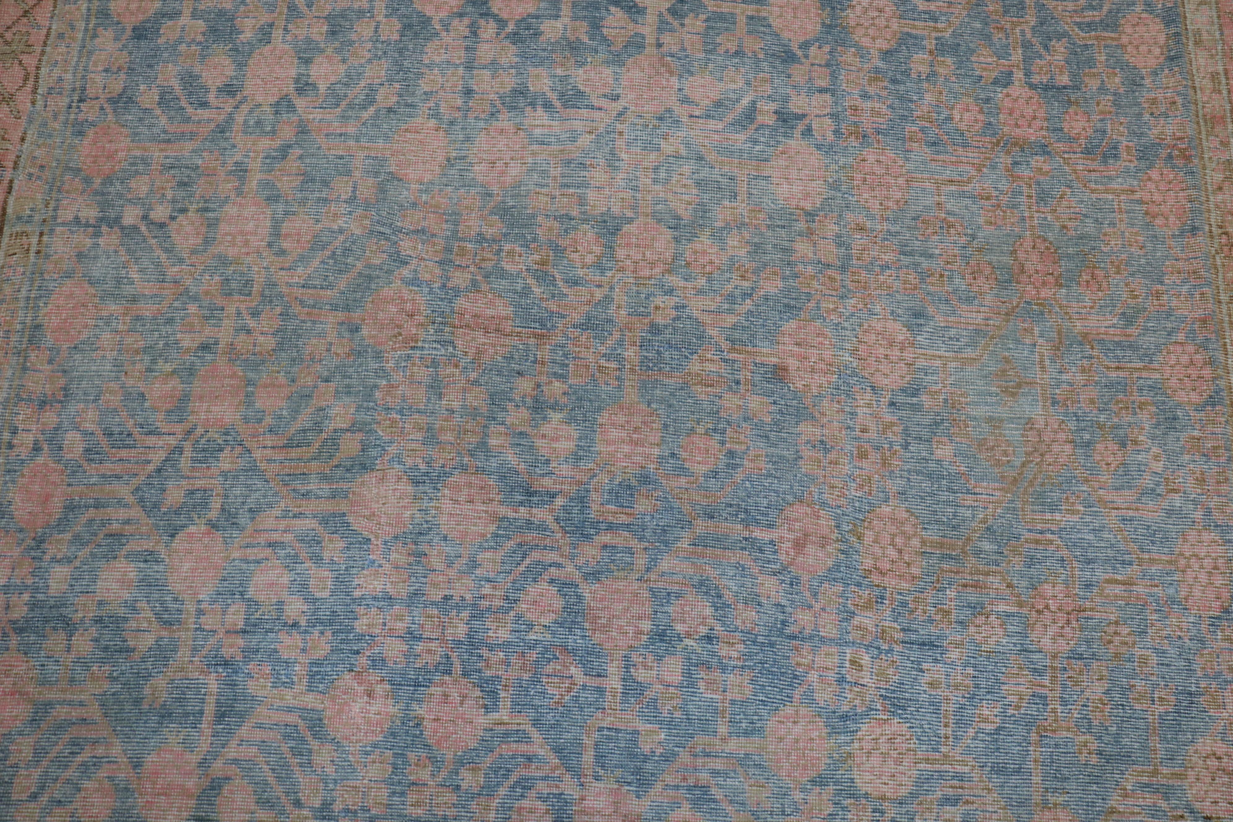 Light Blue Pink Large Antique Khotan Rug, Early 20th Century For Sale 11