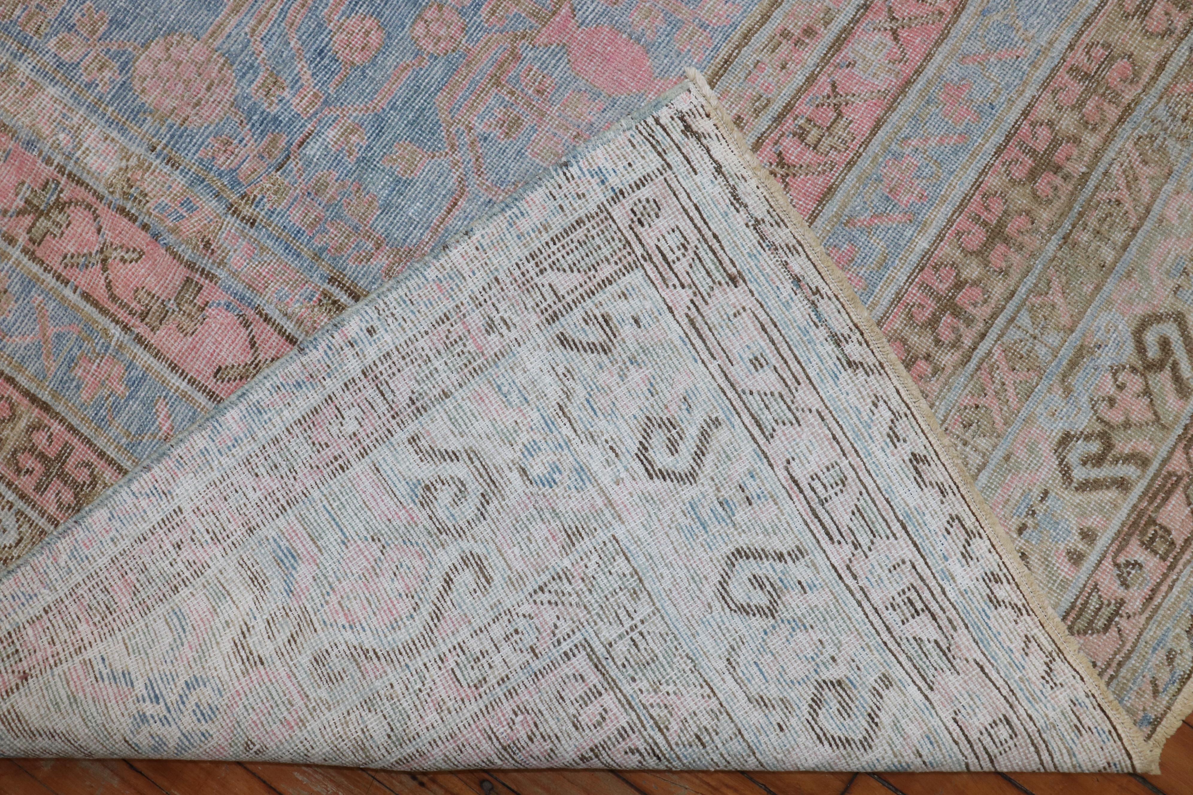 Light Blue Pink Large Antique Khotan Rug, Early 20th Century For Sale 3