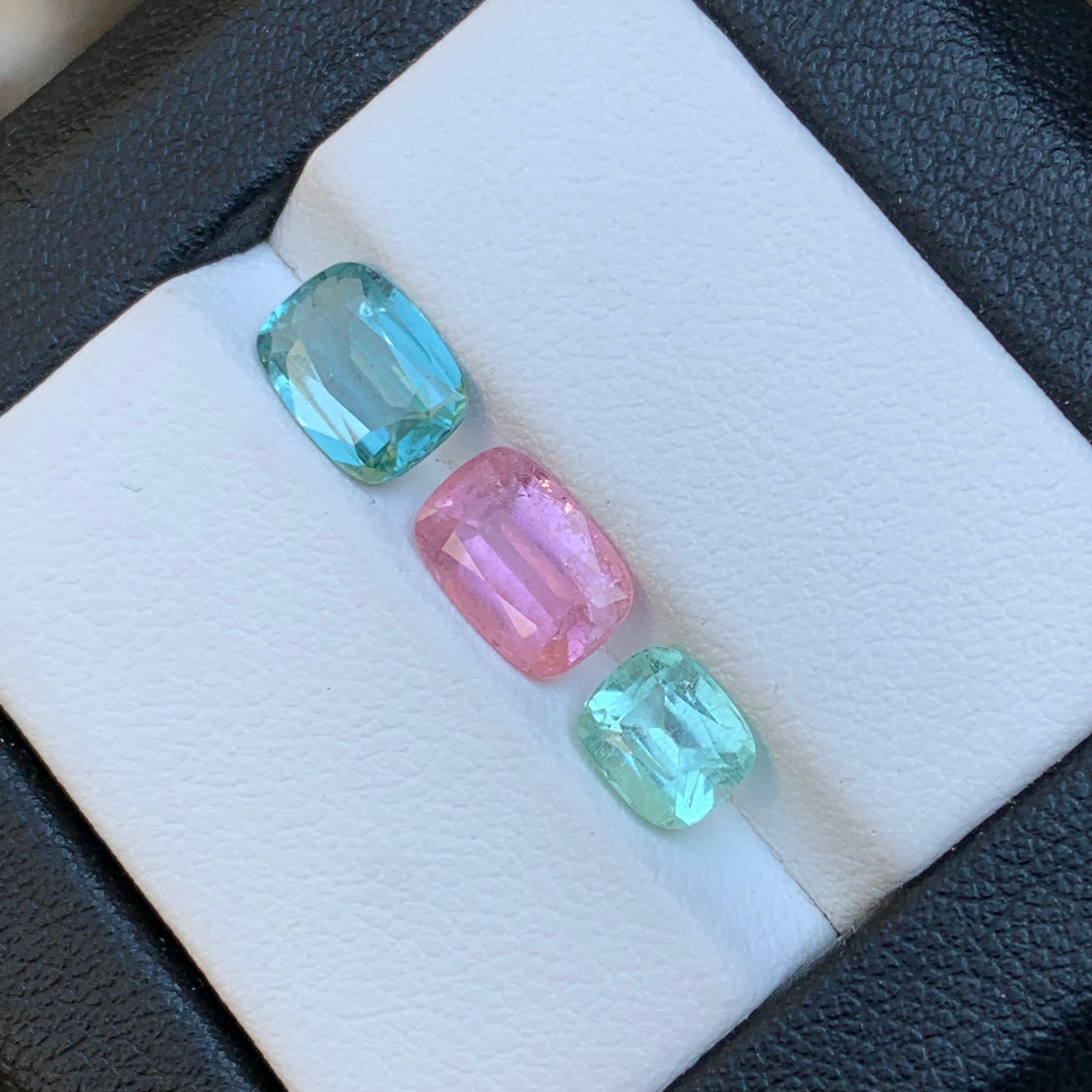 Gemas sueltas de turmalina natural azul claro, rosa y verde pastel 3,55 ct-joya Contemporáneo en venta