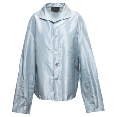 Light Blue Prada Silk Button-Up Jacket Size US M