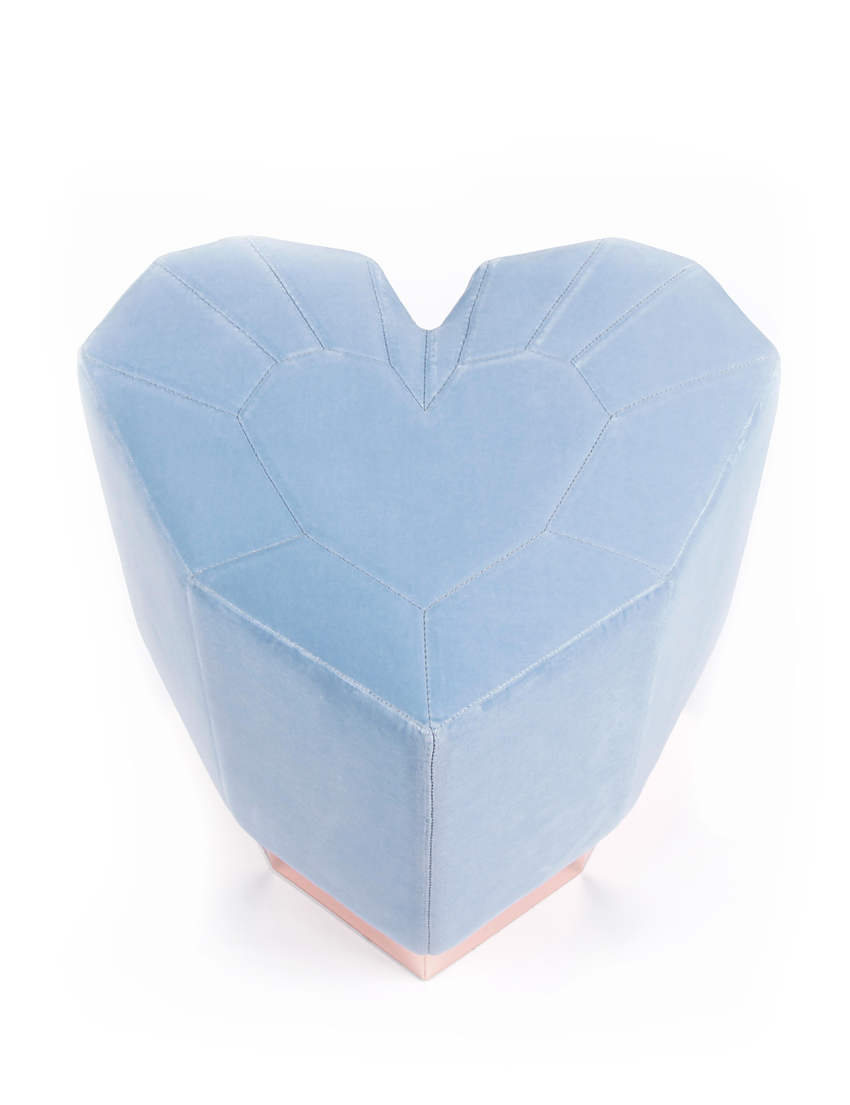 Feuille d'or Tabouret Queen Heart bleu clair de Royal Stranger en vente