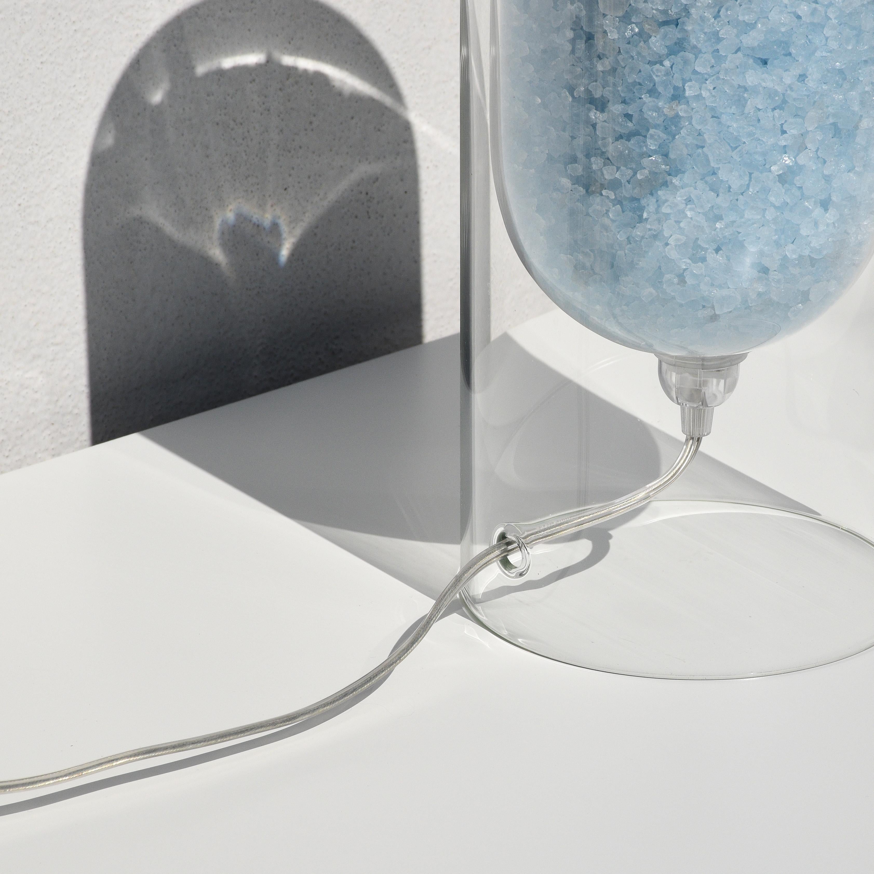 Hand-Crafted Light Blue Rocklumìna XXS Table Lamp by Coki Barbieri For Sale