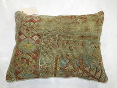 Light Blue Rust Color Antique Persian Lumbar Size Rug Pillow