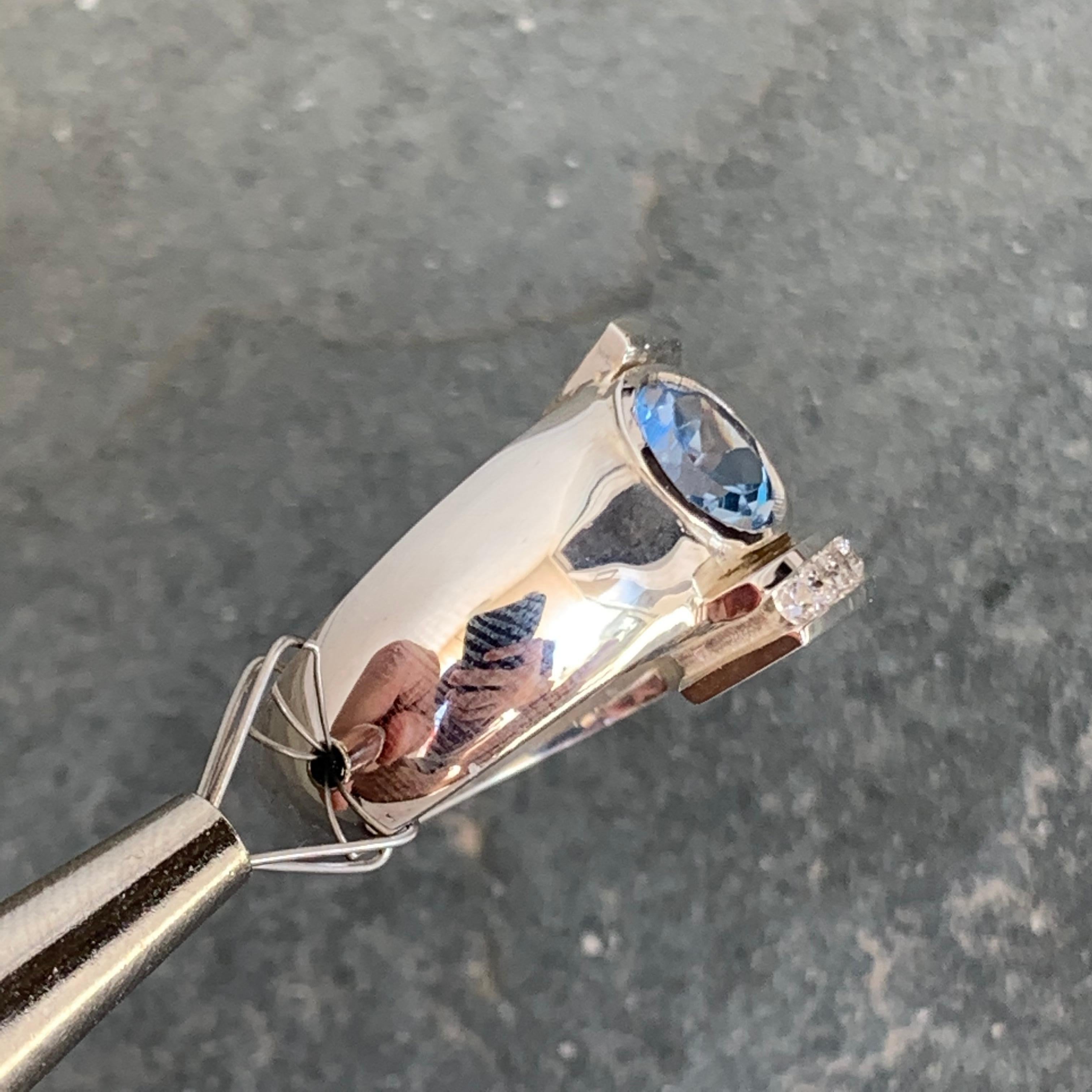 Light Blue Sapphire and Diamond Ring, 1.60 Carat In New Condition For Sale In West Hollywood, CA