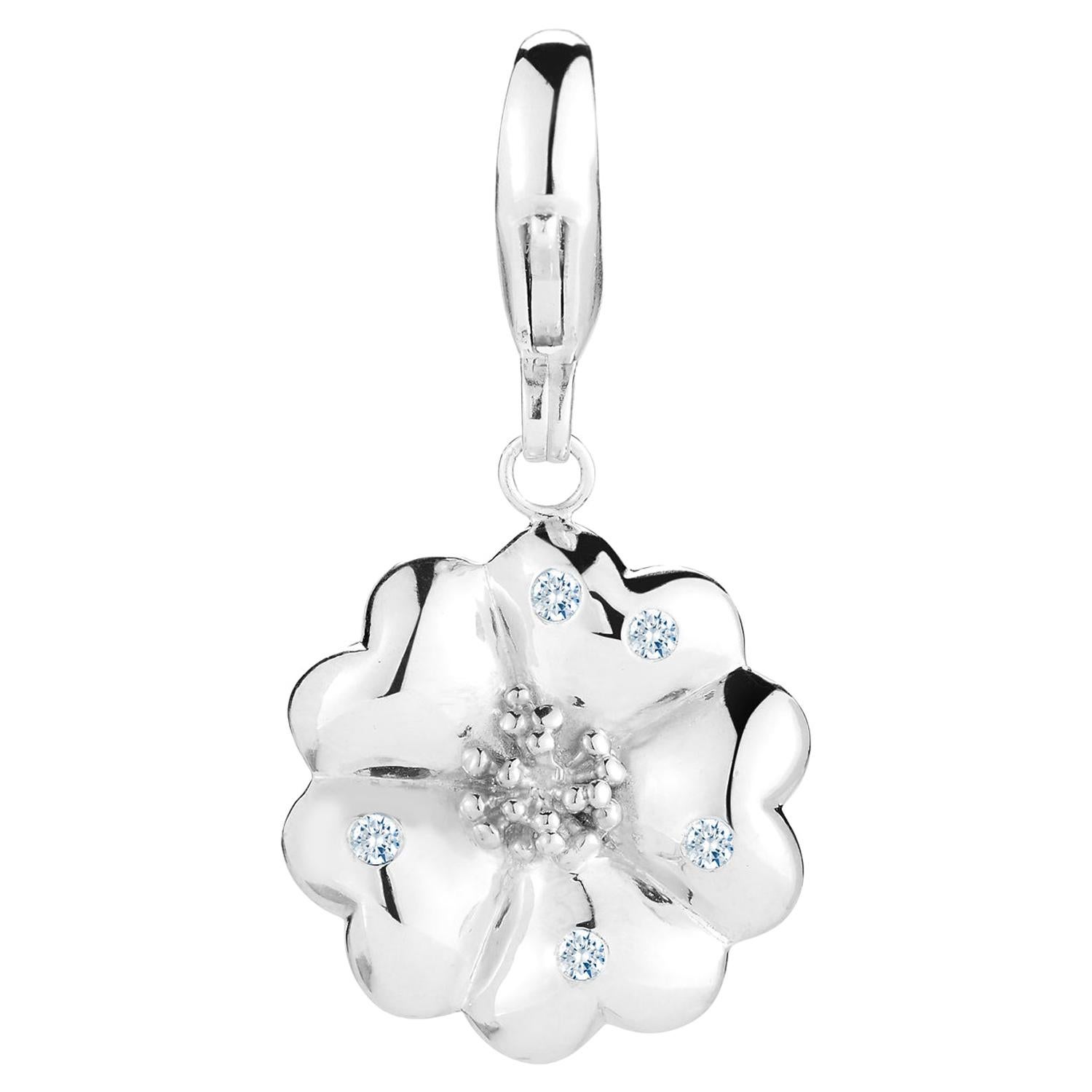 Light Blue Topaz Blossom Pave Detachable Charm/Pendant For Sale