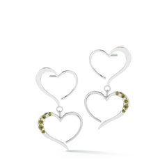 Light Blue Topaz Double Heart Pave Dangle Earrings