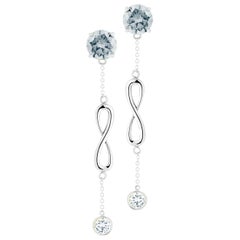 Light Blue Topaz Double Stone Infinity Chain Earrings