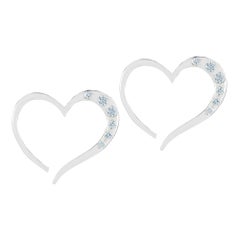 Light Blue Topaz Open Heart Pavé Stud Earrings