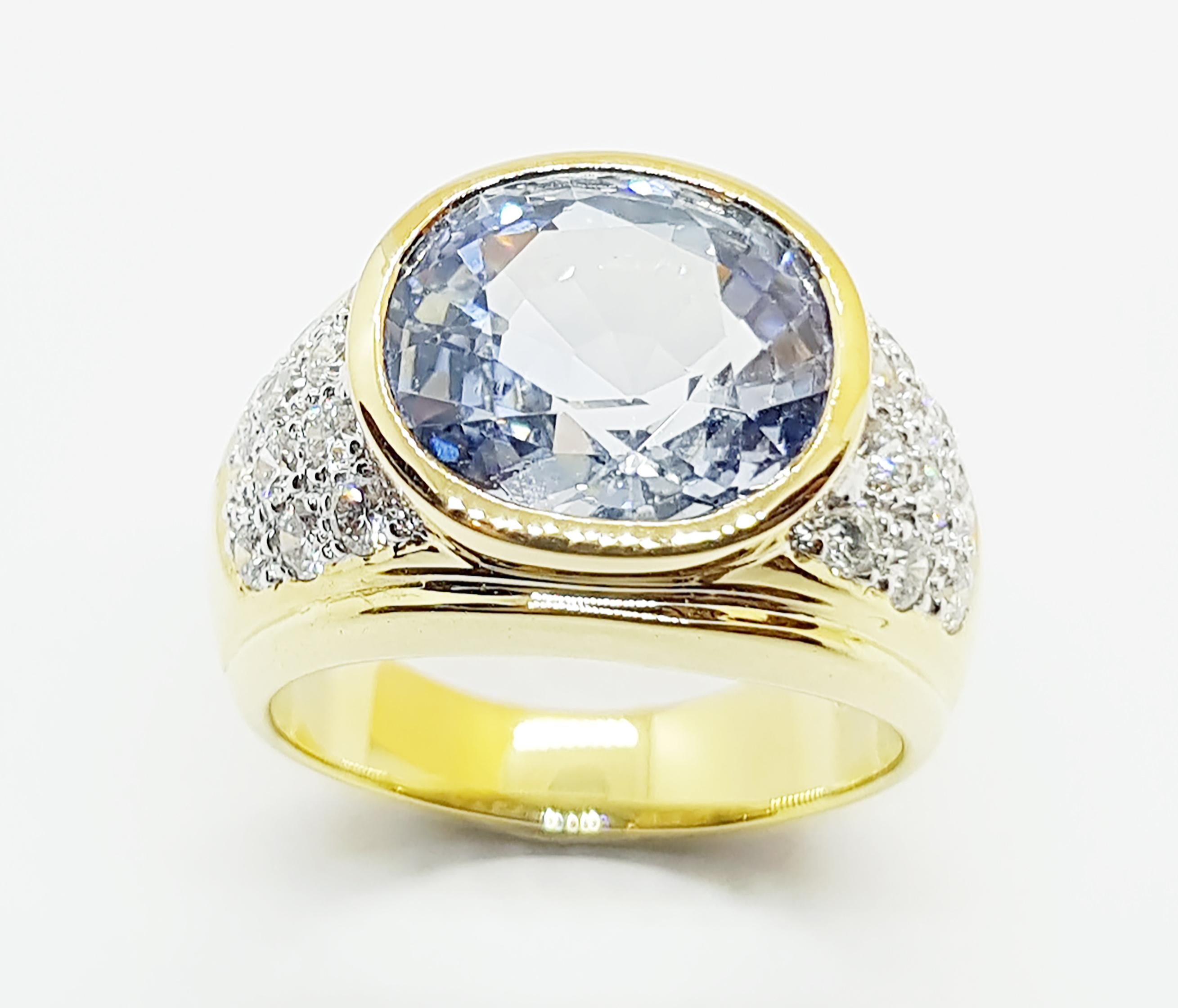 Light Blue Sapphire 7.44 carats with Diamond 0.44 carat Ring set in 18 Karat Gold Settings

Width:  1.2 cm 
Length: 1.2 cm
Ring Size: 53
Total Weight: 10.56 grams

