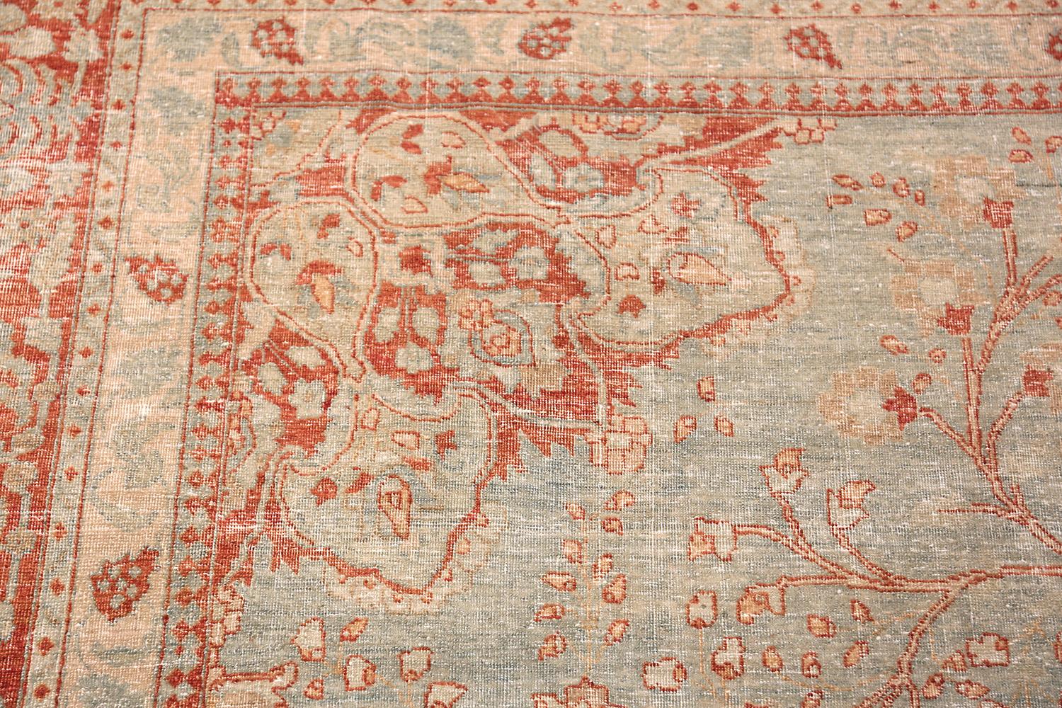 Hand-Knotted Light Blue Shabby Chic Antique Persian Tabriz Rug. Size: 8 ft 4 in x 10 ft 7 in