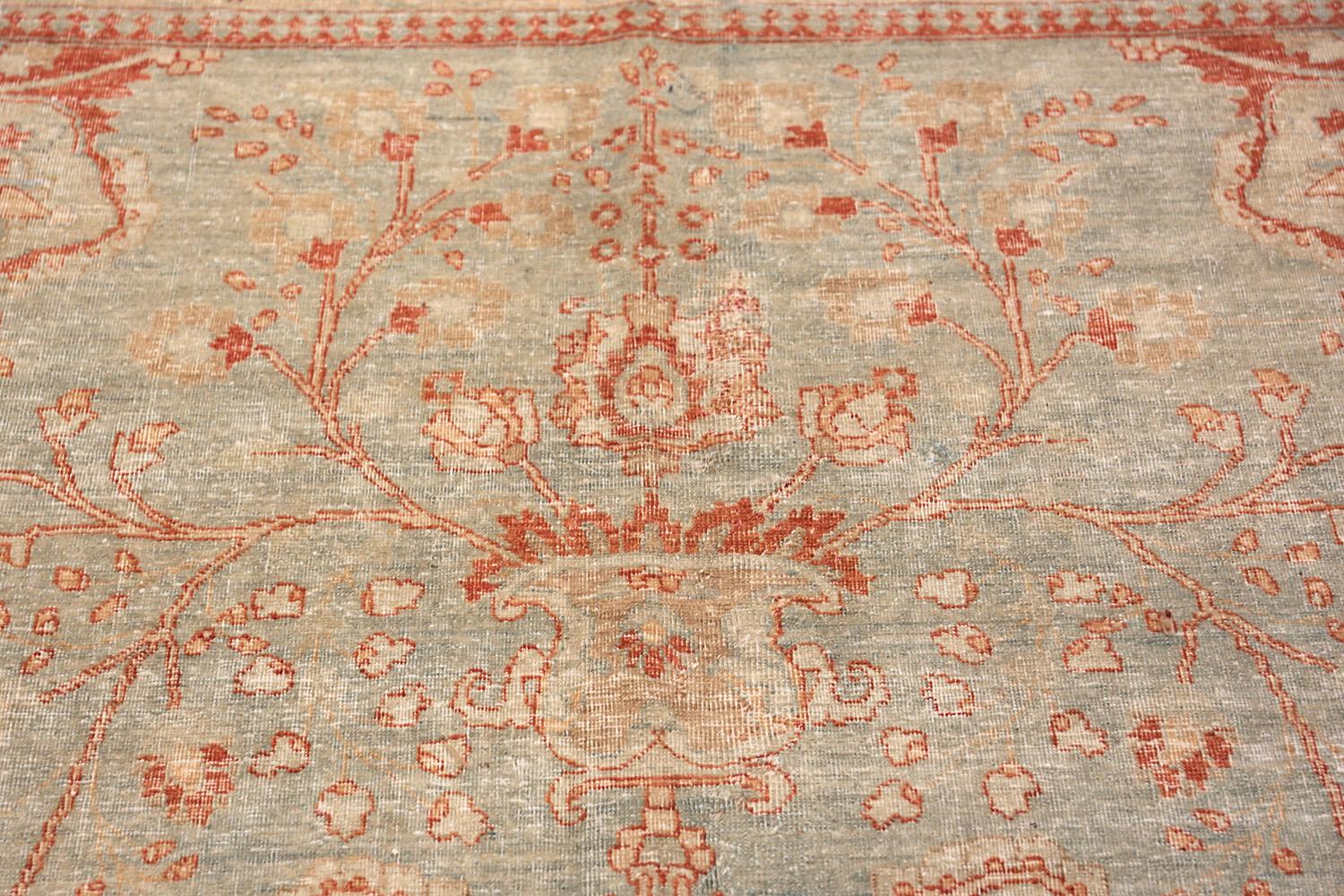 20th Century Light Blue Shabby Chic Antique Persian Tabriz Rug. Size: 8 ft 4 in x 10 ft 7 in