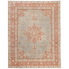 Light Blue Shabby Chic Antique Persian Tabriz Rug. Size: 8 ft 4 in x 10 ft 7 in
