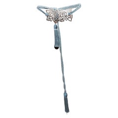 Light Blue & Silver Valentino Rope & Metal Tassel Belt