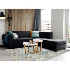 Light Blue Soft Wool Hand Knotted Afghan Super Kazak Oriental Rug 8'8" x 11'9"