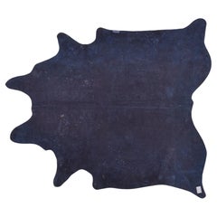 Light Blue Spotted Leather Rug, Dyed Bovine Skin, Brazil, 20th Century