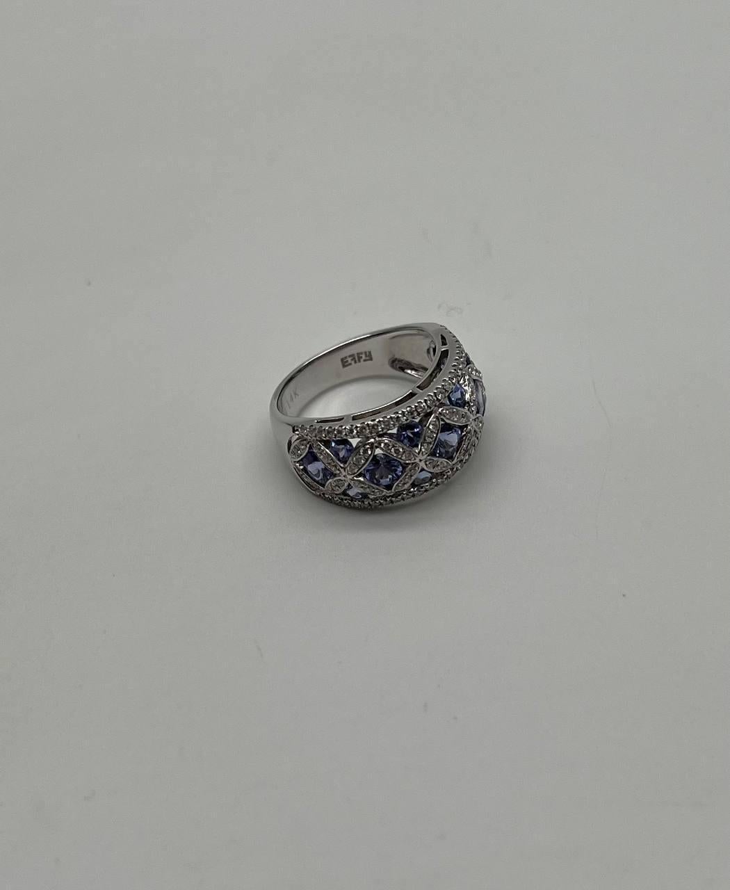 Light Blue Tanzanite White Diamonds 14K White Gold Unique Earrings & Ring Set In New Condition For Sale In Oakton, VA