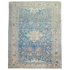 Light Blue Terracotta 20th Century Room Size Pigeon Motif Persian Malayer Rug