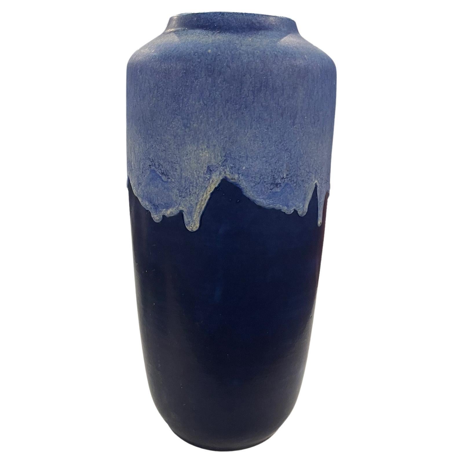 Light Blue Top, Dark Blue Base Drip Glaze Vase, Germany, Mid Century For Sale