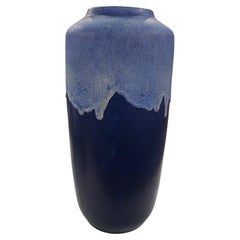 Vintage Light Blue Top, Dark Blue Base Drip Glaze Vase, Germany, Mid Century