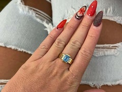 Light Blue Topaz and Diamond Ring in 14k Yellow Gold