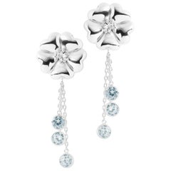 Light Blue Topaz Blossom Graduated Stone Drop Earrings