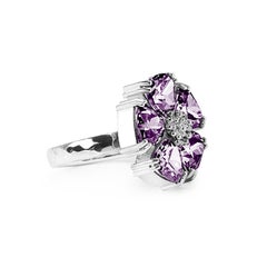 Light Blue Topaz Blossom Large Stone Ring