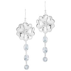 Light Blue Topaz Blossom Mixed Stone Drop Earrings