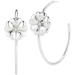 Light Blue Topaz Blossom Pave Open Hoops