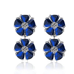 Light Blue Topaz Double Blossom Stone Earrings