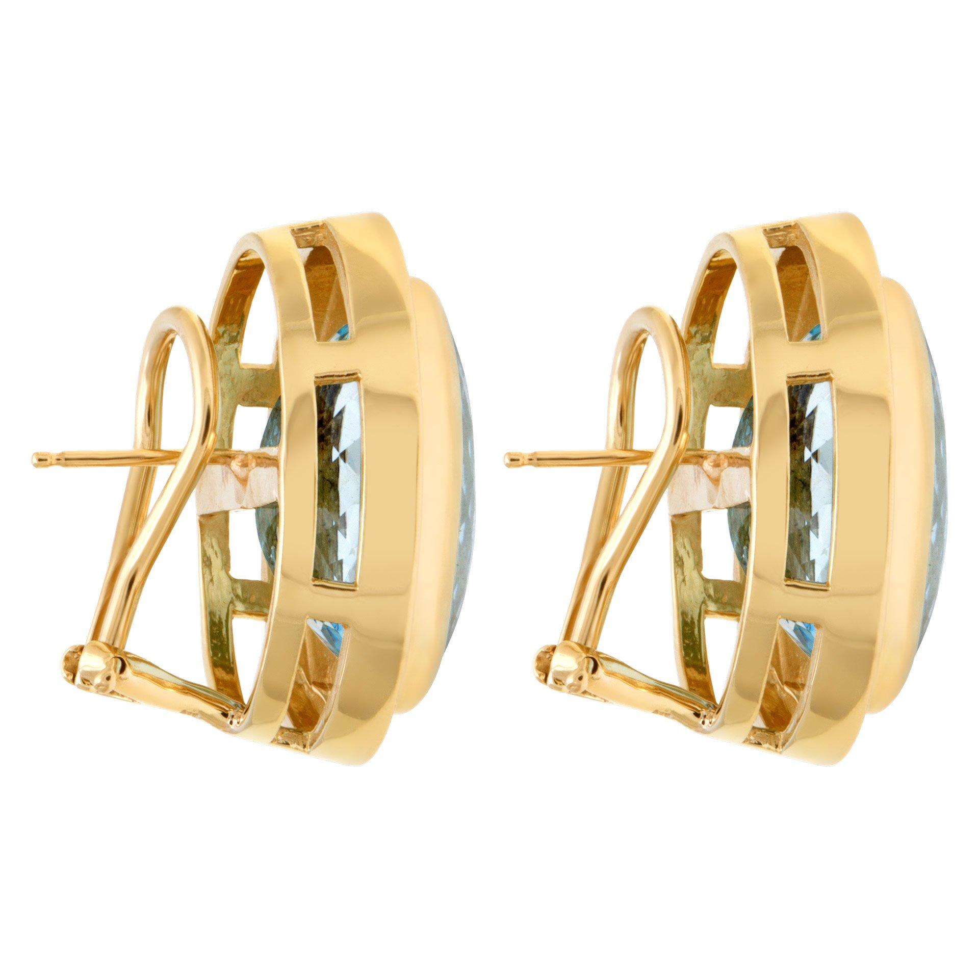 Hellblaue Topas-Ohrringe aus 14k Gelbgold montiert im Zustand „Hervorragend“ im Angebot in Surfside, FL