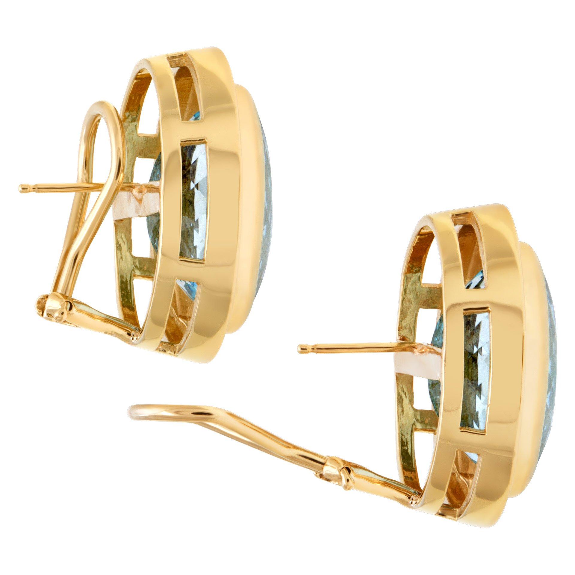 Hellblaue Topas-Ohrringe aus 14k Gelbgold montiert Damen im Angebot