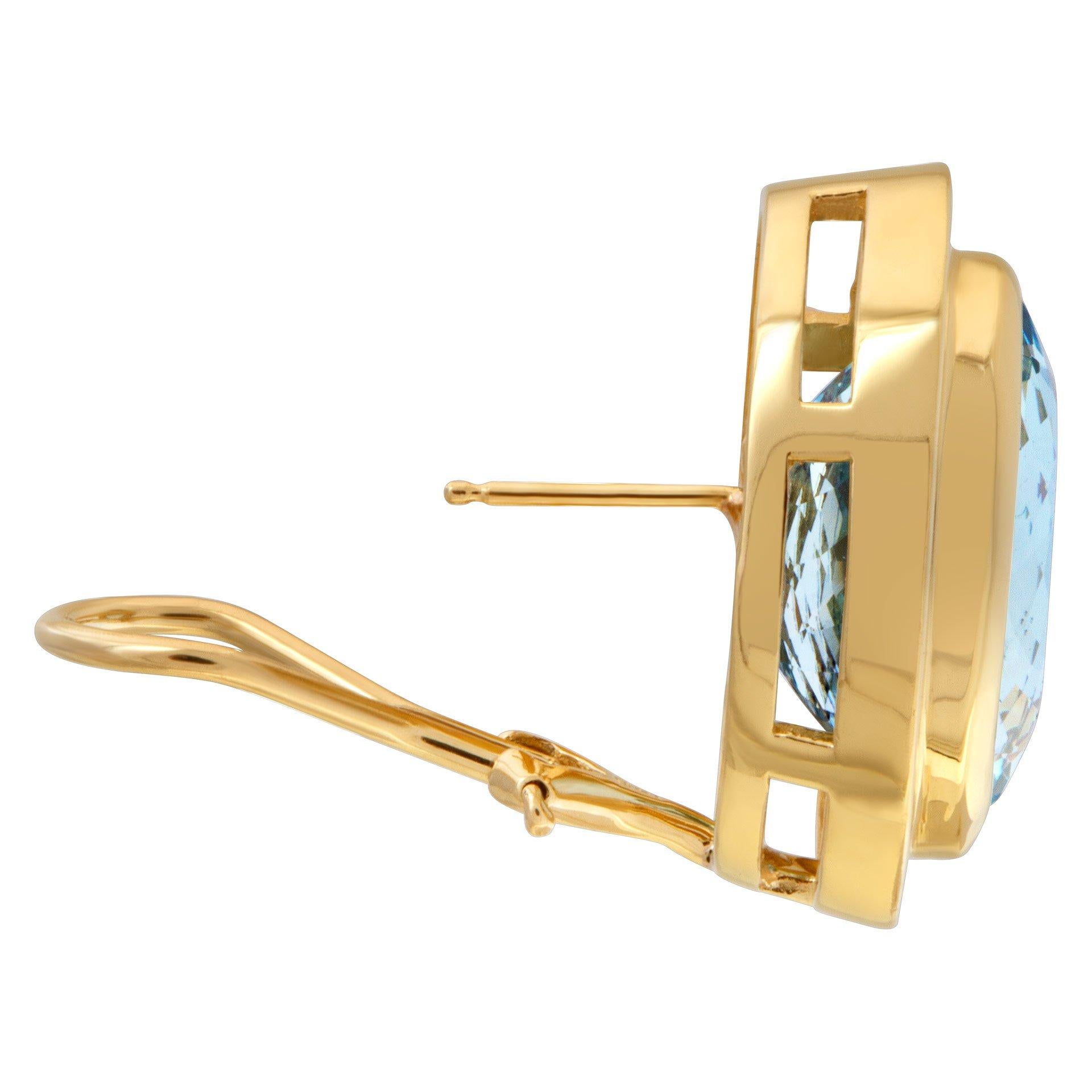 Hellblaue Topas-Ohrringe aus 14k Gelbgold montiert im Angebot 1